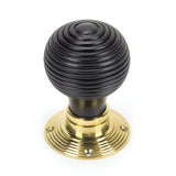 From The Anvil Door Furniture Ebony / Mortice/Rim Knobs From The Anvil - Ebony & Polished Brass Beehive Mortice/Rim Knob Set