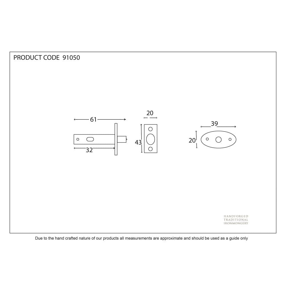 From The Anvil Locks & Latches Electro Brass / Rack Bolt From The Anvil - Electro Brassed Security Door Bolt