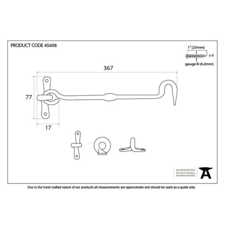 From The Anvil Accessories External Beeswax / Cabin Hooks / 14" / 355mm From The Anvil - External Beeswax 14" Forged Cabin Hook