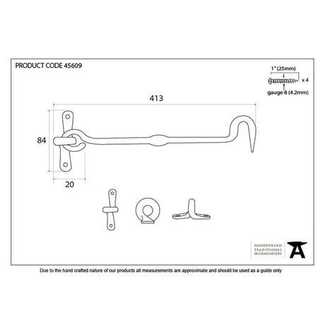 From The Anvil Accessories External Beeswax / Cabin Hooks / 16" / 406mm From The Anvil - External Beeswax 16" Forged Cabin Hook