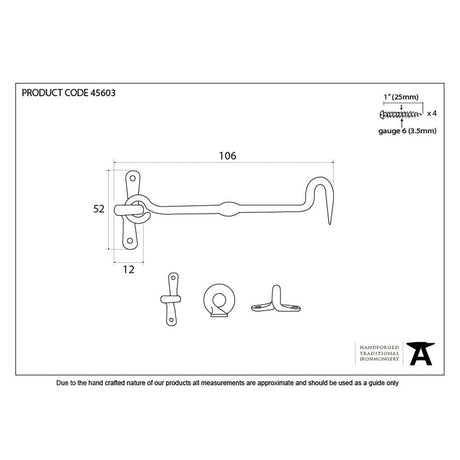 From The Anvil Accessories External Beeswax / Cabin Hooks / 4" / 100mm From The Anvil - External Beeswax 4" Forged Cabin Hook