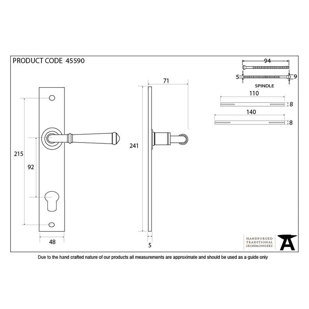 From The Anvil Door Furniture External Beeswax / Multi Point Lock Set / 92mm c/c From The Anvil - External Beeswax Regency Lever Espag. Lock Set