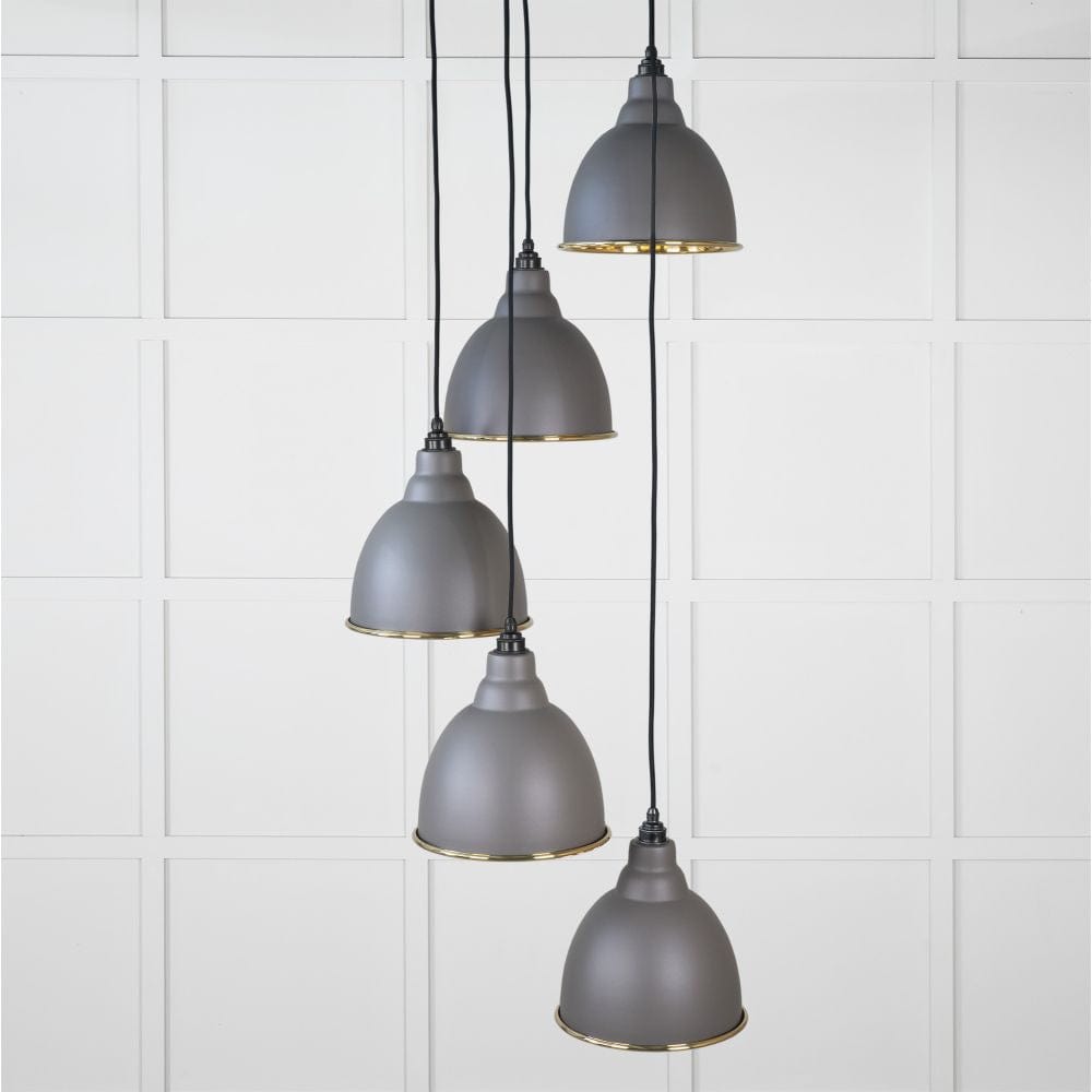 From The Anvil Electrical Hammered Brass / Cluster Pendants From The Anvil - Hammered Brass Brindley Cluster Pendant in Bluff