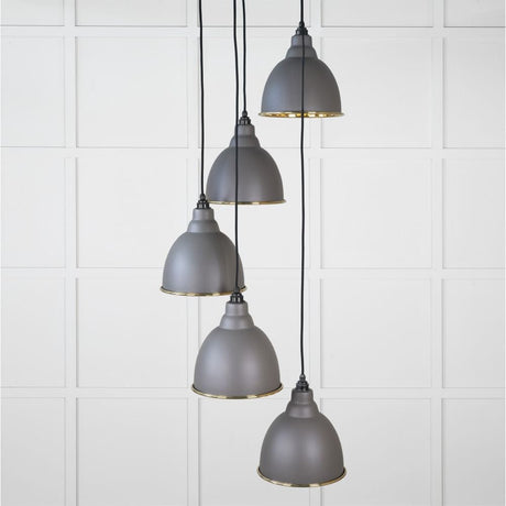From The Anvil Electrical Hammered Brass / Cluster Pendants From The Anvil - Hammered Brass Brindley Cluster Pendant in Bluff