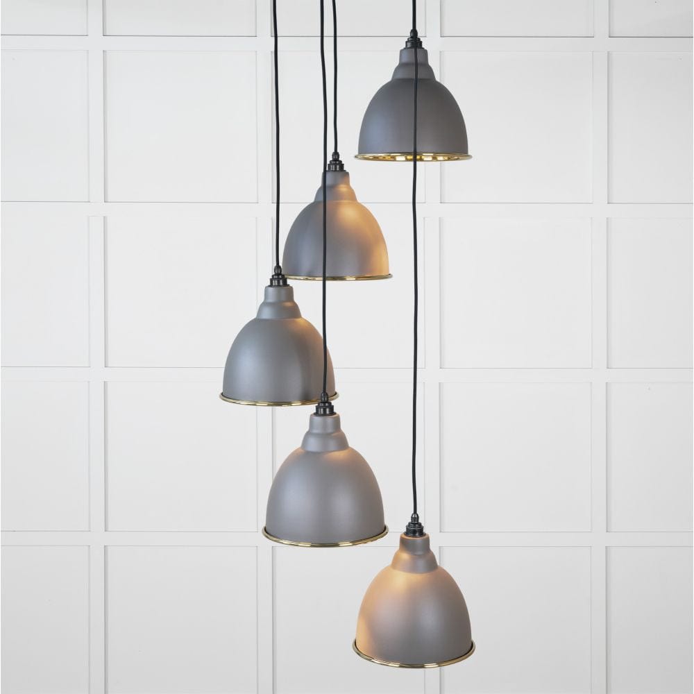 From The Anvil Electrical Hammered Brass / Cluster Pendants From The Anvil - Hammered Brass Brindley Cluster Pendant in Bluff