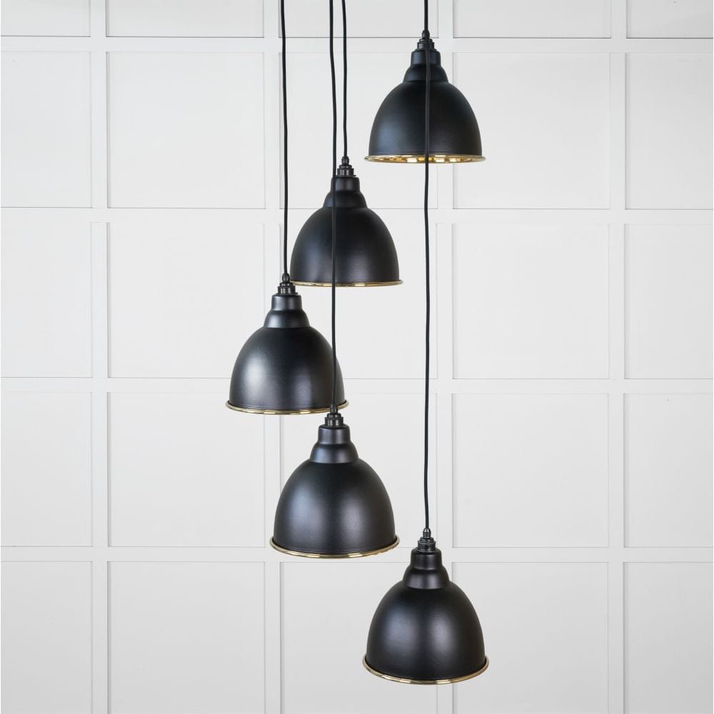 From The Anvil Electrical Hammered Brass / Cluster Pendants From The Anvil - Hammered Brass Brindley Cluster Pendant in Elan Black