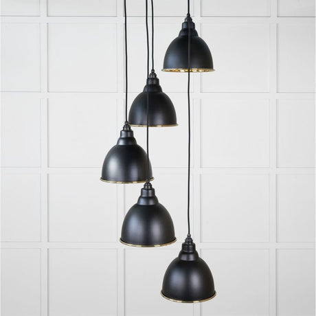 From The Anvil Electrical Hammered Brass / Cluster Pendants From The Anvil - Hammered Brass Brindley Cluster Pendant in Elan Black