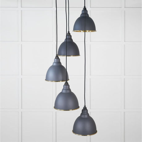 From The Anvil Electrical Hammered Brass / Cluster Pendants From The Anvil - Hammered Brass Brindley Cluster Pendant in Slate