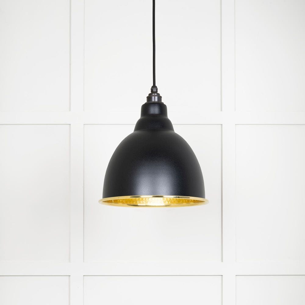 From The Anvil Electrical Hammered Brass / Ceiling Pendants From The Anvil - Hammered Brass Brindley Pendant in Elan Black