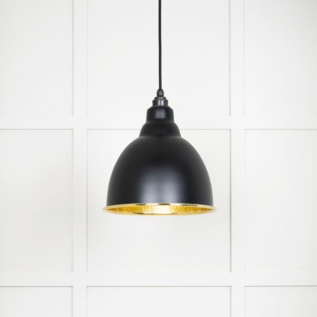From The Anvil Electrical Hammered Brass / Ceiling Pendants From The Anvil - Hammered Brass Brindley Pendant in Elan Black