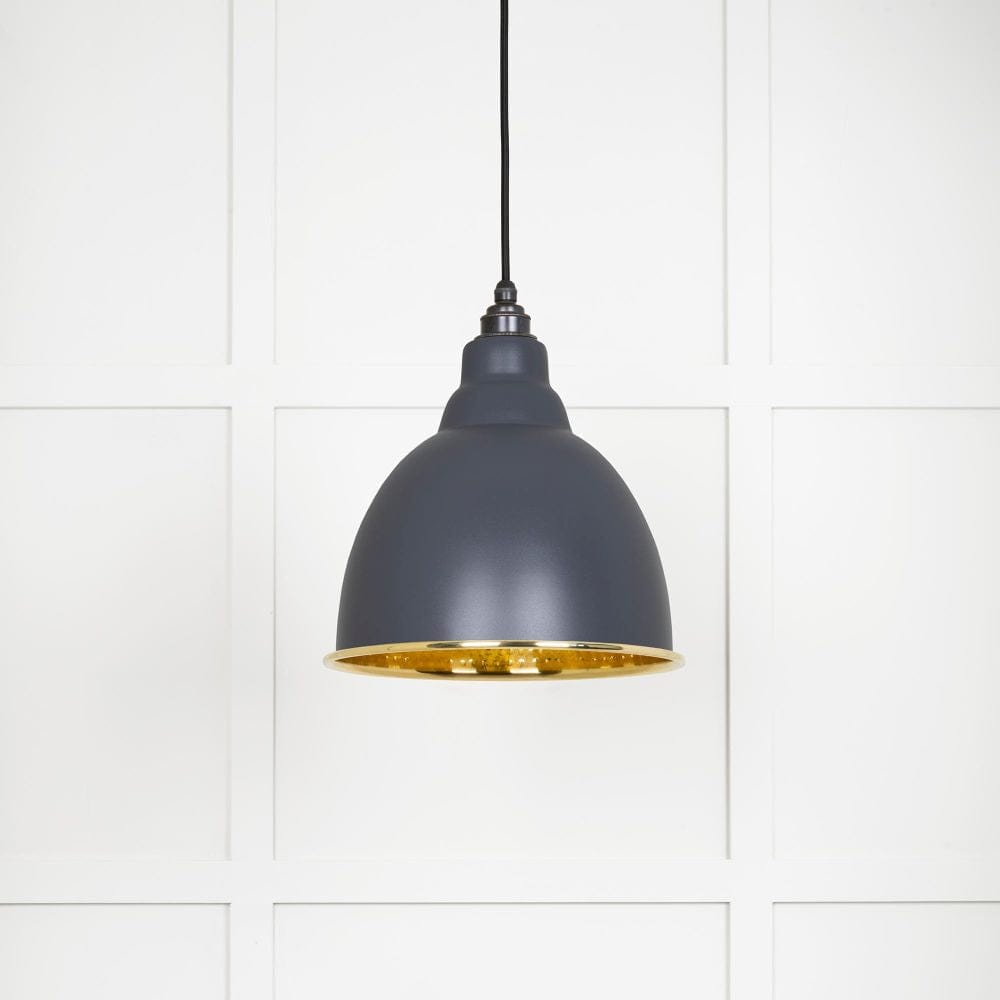 From The Anvil Electrical Hammered Brass / Ceiling Pendants From The Anvil - Hammered Brass Brindley Pendant in Slate