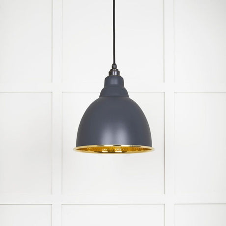 From The Anvil Electrical Hammered Brass / Ceiling Pendants From The Anvil - Hammered Brass Brindley Pendant in Slate