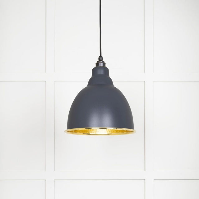 From The Anvil Electrical Hammered Brass / Ceiling Pendants From The Anvil - Hammered Brass Brindley Pendant in Slate