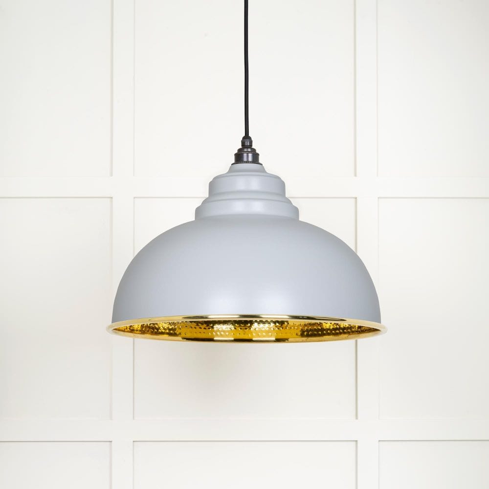 From The Anvil Electrical Hammered Brass / Ceiling Pendants From The Anvil - Hammered Brass Harborne Pendant in Birch