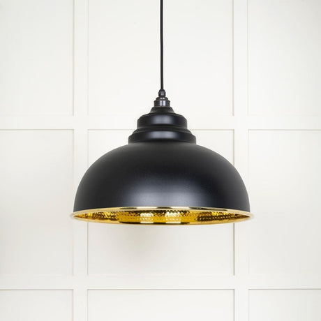 From The Anvil Electrical Hammered Brass / Ceiling Pendants From The Anvil - Hammered Brass Harborne Pendant in Elan Black