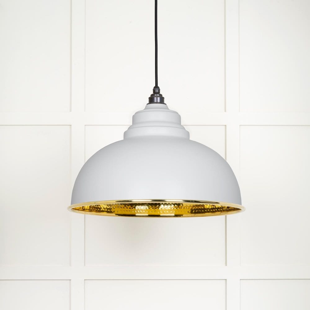 From The Anvil Electrical Hammered Brass / Ceiling Pendants From The Anvil - Hammered Brass Harborne Pendant in Flock