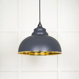 From The Anvil Electrical Hammered Brass / Ceiling Pendants From The Anvil - Hammered Brass Harborne Pendant in Slate