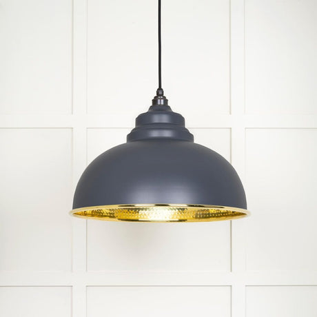 From The Anvil Electrical Hammered Brass / Ceiling Pendants From The Anvil - Hammered Brass Harborne Pendant in Slate