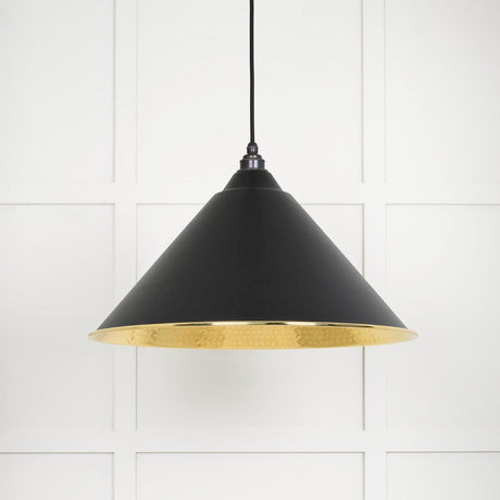 From The Anvil Electrical Hammered Brass / Ceiling Pendants From The Anvil - Hammered Brass Hockley Pendant in Elan Black