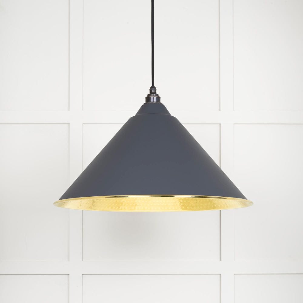 From The Anvil Electrical Hammered Brass / Ceiling Pendants From The Anvil - Hammered Brass Hockley Pendant in Slate