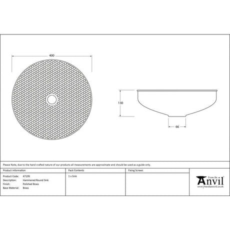 From The Anvil Home & Garden Hammered Brass / Sinks / Round Sink From The Anvil - Hammered Brass Round Sink