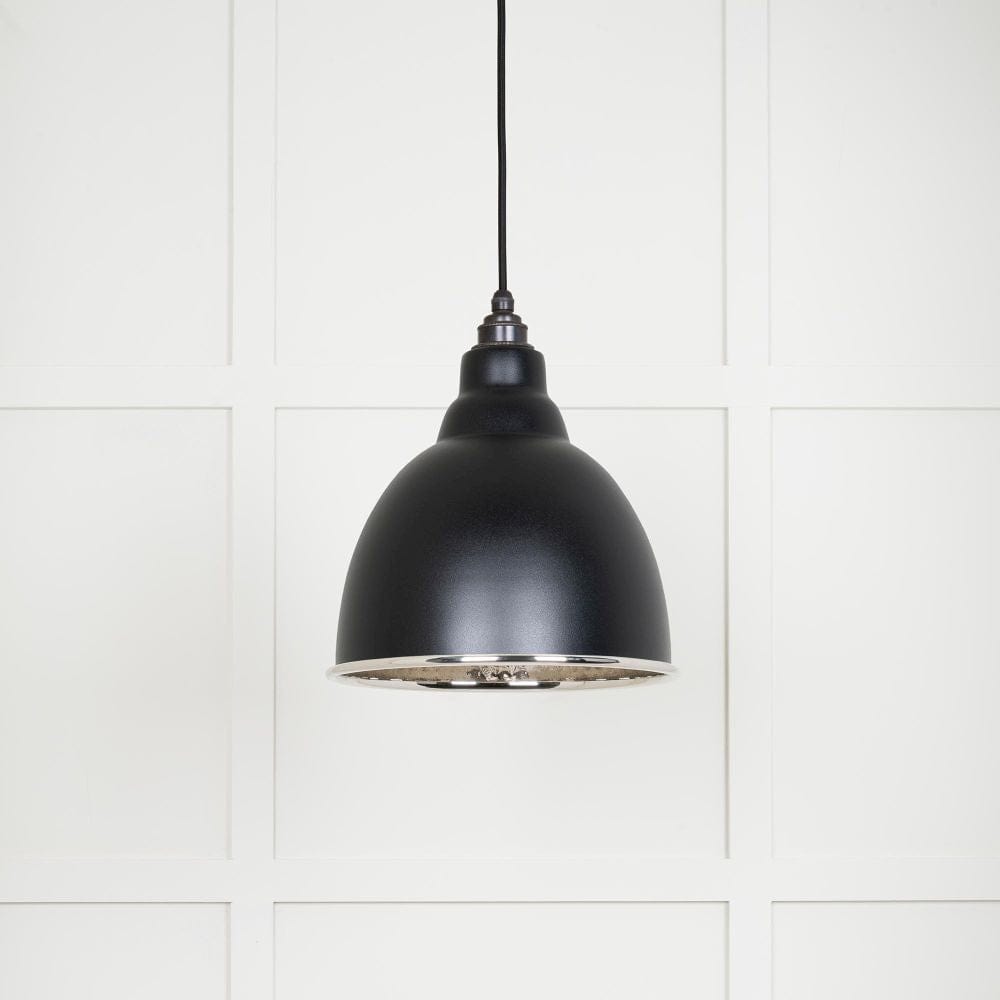 From The Anvil Electrical Hammered Nickel / Ceiling Pendants From The Anvil - Hammered Nickel Brindley Pendant in Elan Black