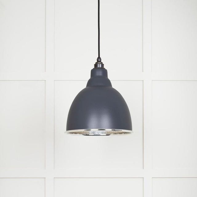 From The Anvil Electrical Hammered Nickel / Ceiling Pendants From The Anvil - Hammered Nickel Brindley Pendant in Slate