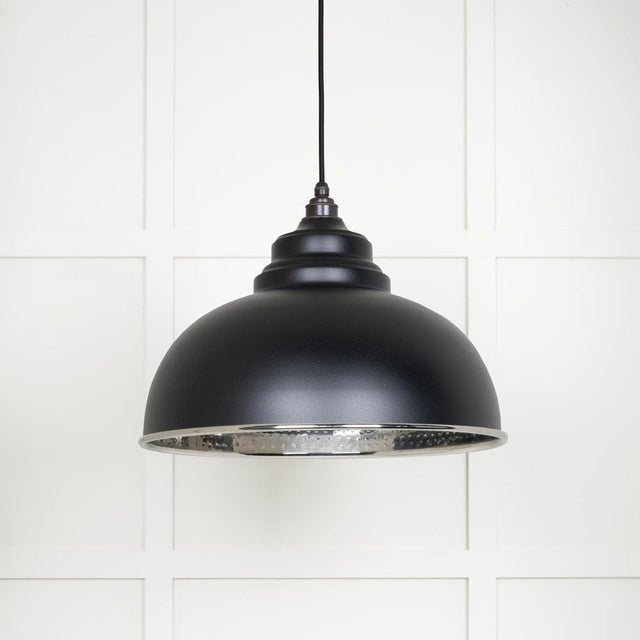 From The Anvil Electrical Hammered Nickel / Ceiling Pendants From The Anvil - Hammered Nickel Harborne Pendant in Elan Black
