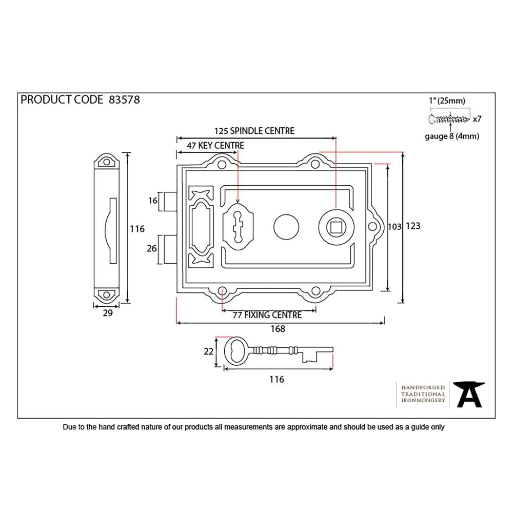 From The Anvil Locks & Latches Iron / Rim Locks From The Anvil - Iron Davenport Rim Lock