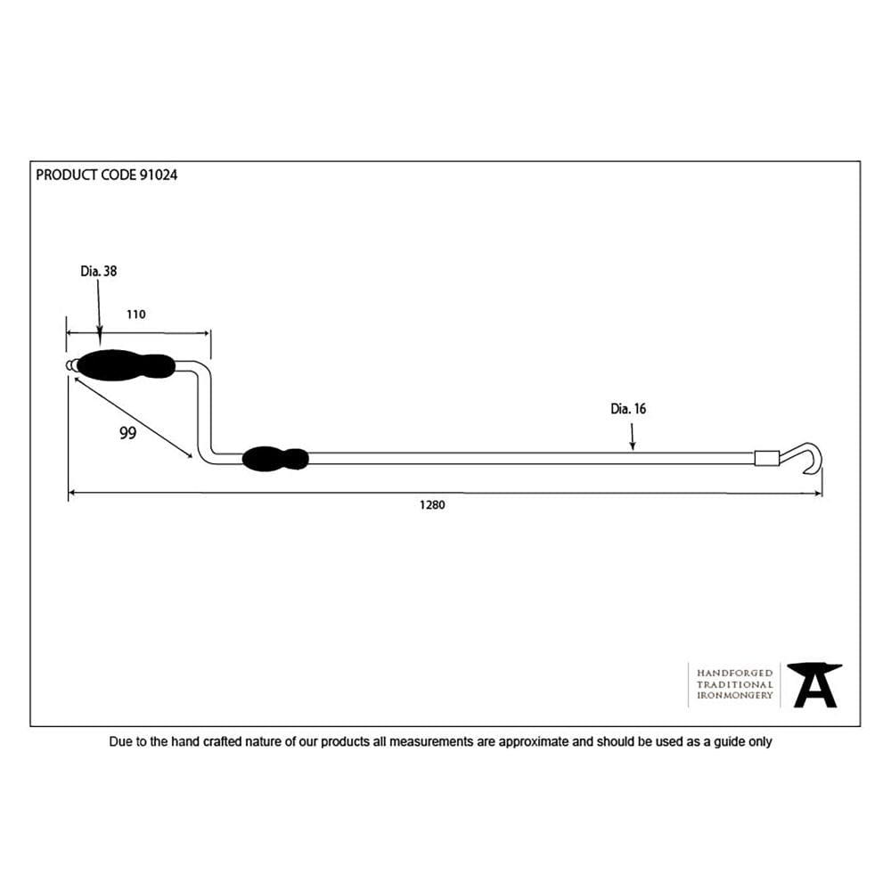 From The Anvil Window Furniture Lacquered Brass / Winders From The Anvil - Lacquered Brass 1-1.75m Telescopic Window Winder