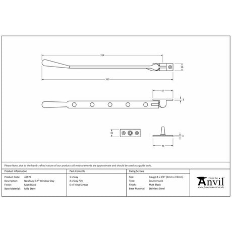 From The Anvil Window Furniture Matt Black / 12"/300mm From The Anvil - Matt Black 12" Newbury Stay