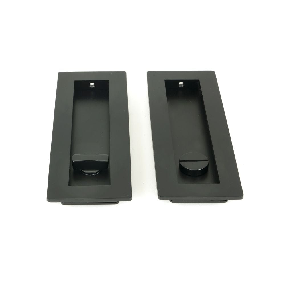 From The Anvil Door Furniture Matt Black / Rectangular Flush Pull (Privacy) / Rectangular From The Anvil - Matt Black 175mm Plain Rectangular Pull - Privacy Set