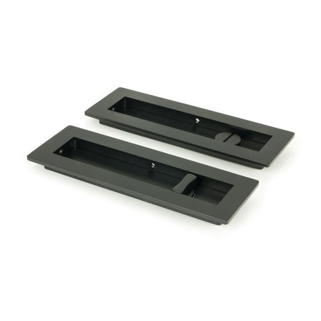 From The Anvil Door Furniture Matt Black / Rectangular Flush Pull (Privacy) / Rectangular From The Anvil - Matt Black 175mm Plain Rectangular Pull - Privacy Set