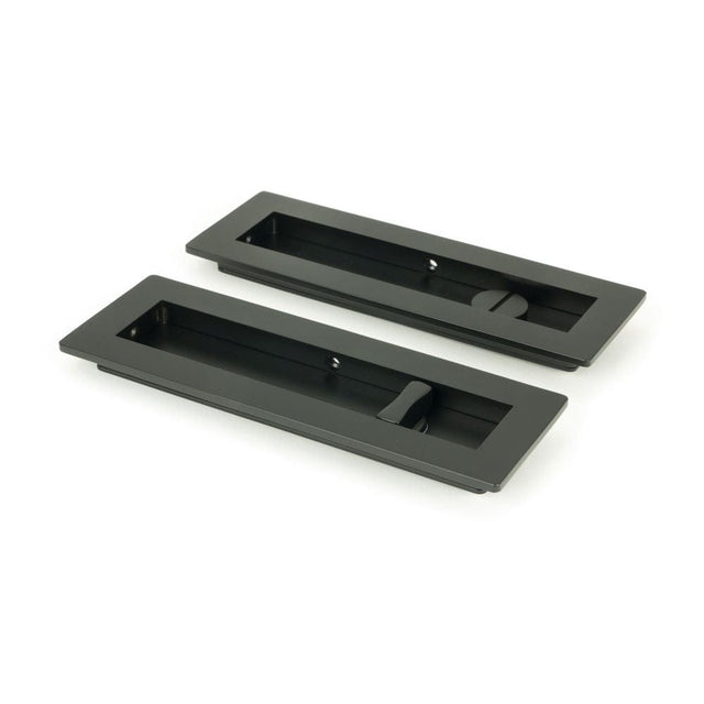 From The Anvil Door Furniture Matt Black / Rectangular Flush Pull (Privacy) / Rectangular From The Anvil - Matt Black 175mm Plain Rectangular Pull - Privacy Set