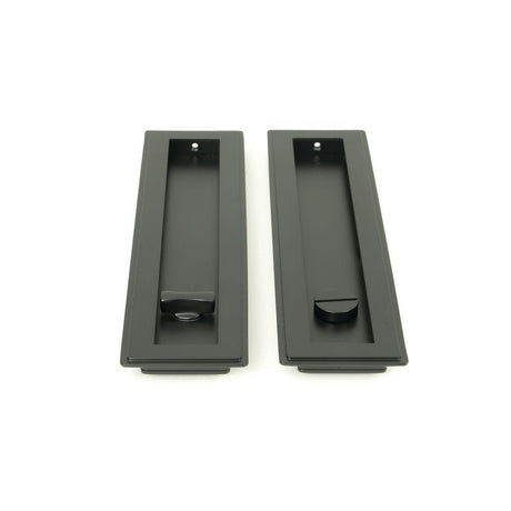 From The Anvil Door Furniture Matt Black / Rectangular Flush Pull (Privacy) / Rectangular From The Anvil - Matt Black 250mm Art Deco Rectangular Pull - Privacy Set