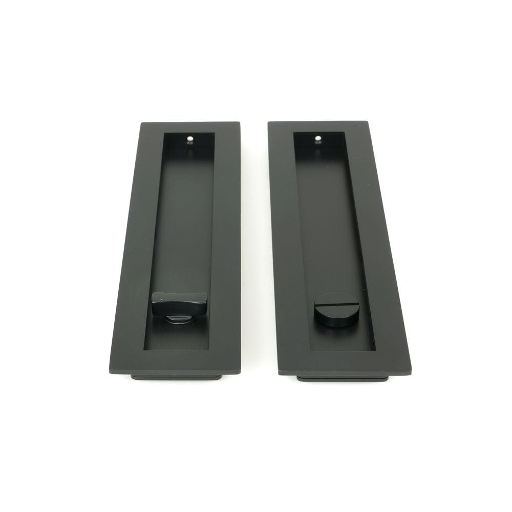 From The Anvil Door Furniture Matt Black / Rectangular Flush Pull (Privacy) / Rectangular From The Anvil - Matt Black 250mm Plain Rectangular Pull - Privacy Set