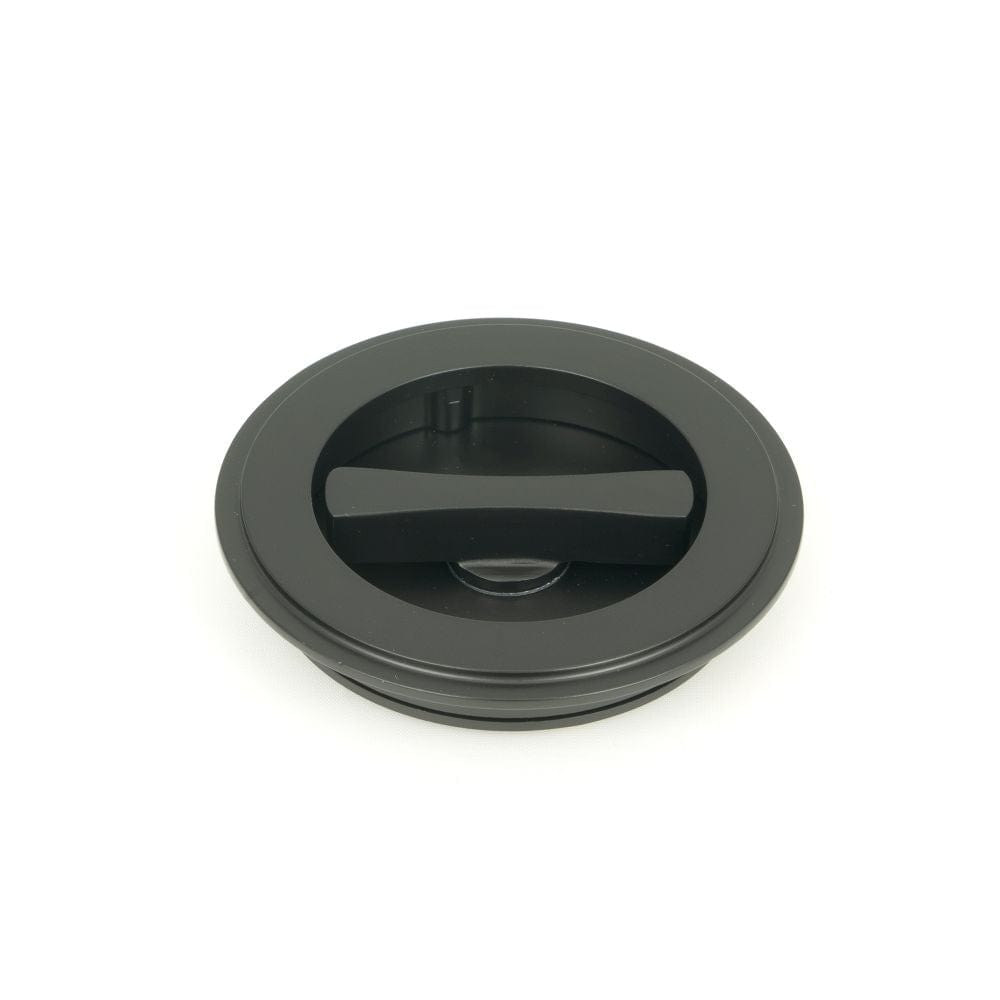 From The Anvil Door Furniture Matt Black / Round Flush Pull (Privacy) / Round From The Anvil - Matt Black 75mm Art Deco Round Pull - Privacy Set