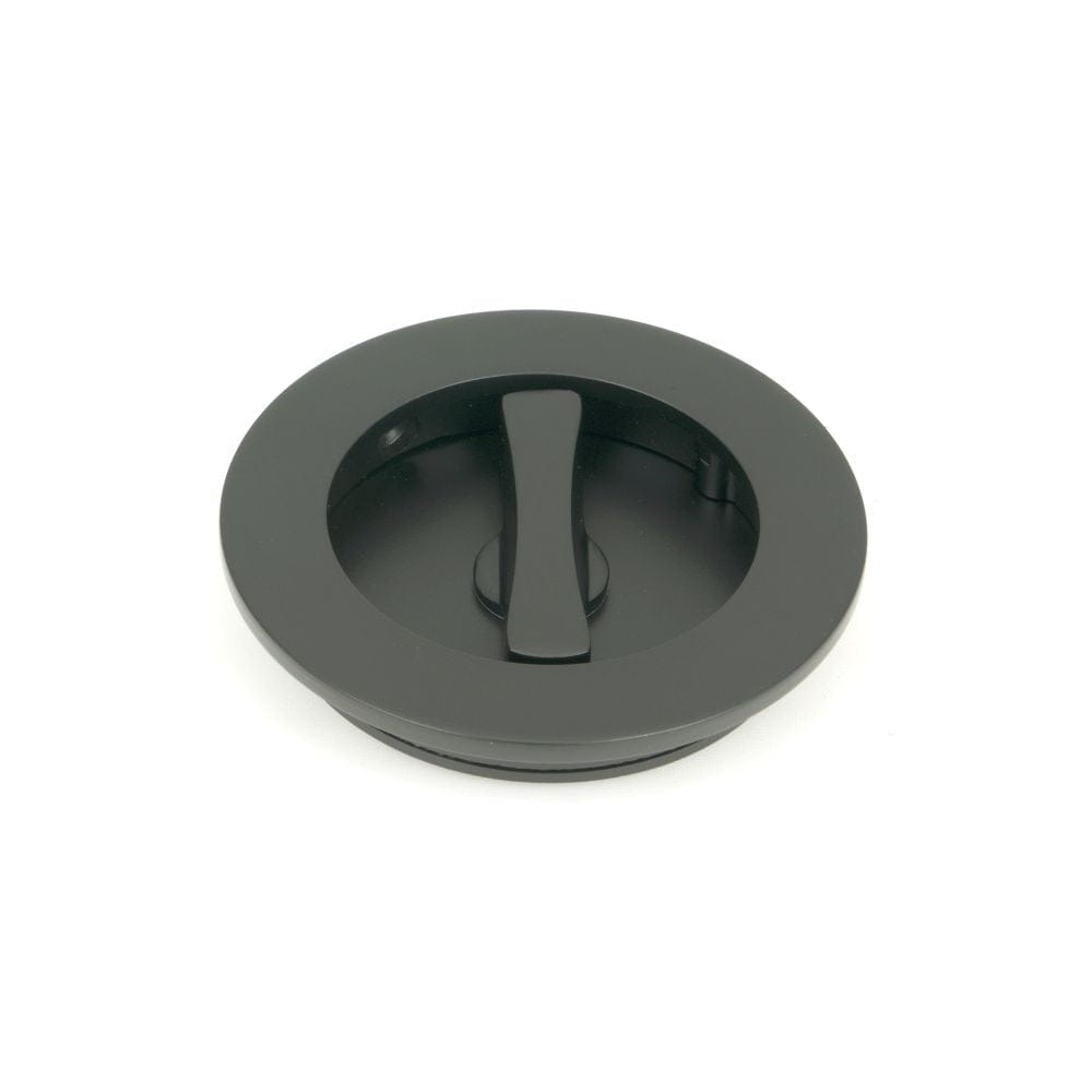 From The Anvil Door Furniture Matt Black / Round Flush Pull (Privacy) / Round From The Anvil - Matt Black 75mm Plain Round Pull - Privacy Set