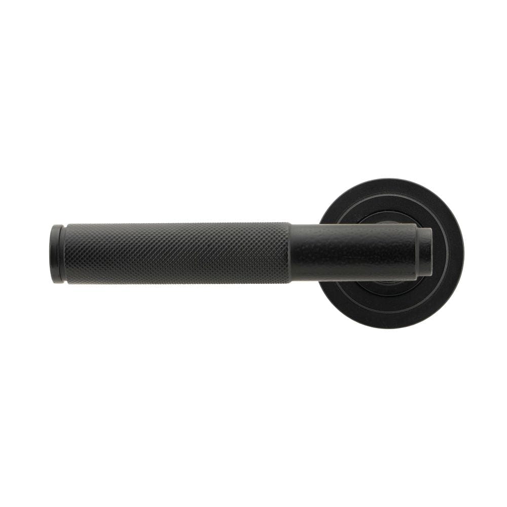 From The Anvil Door Furniture Matt Black / Round Rose From The Anvil - Matt Black Brompton Lever on Rose Set (Art Deco)