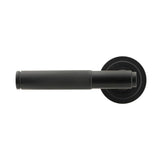From The Anvil Door Furniture Matt Black / Round Rose From The Anvil - Matt Black Brompton Lever on Rose Set (Art Deco)