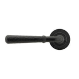 From The Anvil Door Furniture Matt Black / Round Rose From The Anvil - Matt Black Hammered Newbury Lever on Rose Set (Plain) - Unsprung