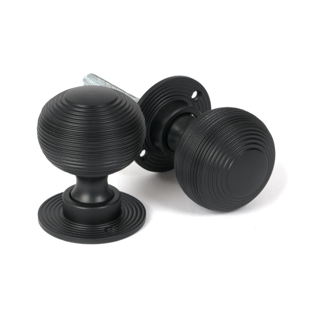 From The Anvil Door Furniture Matt Black / Mortice/Rim Knobs From The Anvil - Matt Black Heavy Beehive Mortice/Rim Knob Set