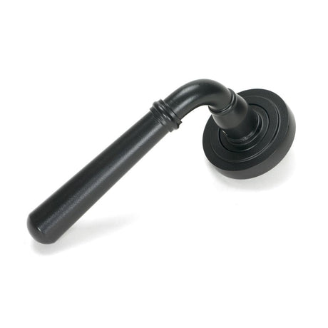 From The Anvil Door Furniture Matt Black / Round Rose From The Anvil - Matt Black Newbury Lever on Rose Set (Art Deco) - Unsprung