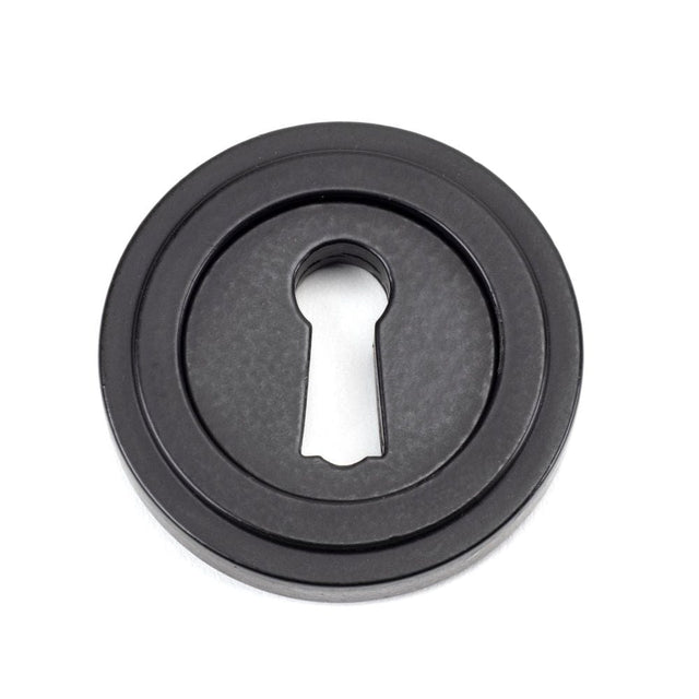 From The Anvil Door Furniture Matt Black / Mortice Key Profile Escutcheons From The Anvil - Matt Black Round Escutcheon (Art Deco)