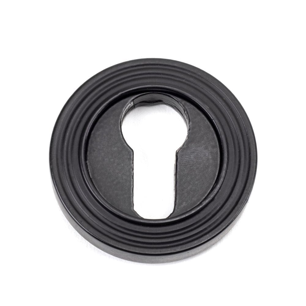 From The Anvil Door Furniture Matt Black / Euro Profile Escutcheons From The Anvil - Matt Black Round Euro Escutcheon (Beehive)