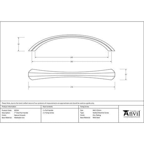 From The Anvil Cabinet Hardware Natural Smooth / Cabinet Pull Handles From The Anvil - Natural Smooth 7" Shell Pull Handle