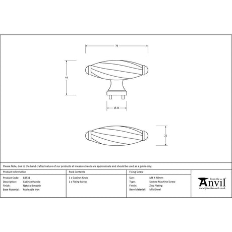 From The Anvil Cabinet Hardware Natural Smooth / Cabinet Knobs From The Anvil - Natural Smooth Cabinet Handle
