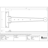 From The Anvil Hinges Pewter Patina / Tee Hinges / 12" (304mm) From The Anvil - Pewter 12" Penny End T Hinge (pair)