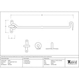 From The Anvil Accessories Pewter Patina / Cabin Hooks / 16" / 406mm From The Anvil - Pewter 16" Forged Cabin Hook