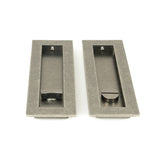 From The Anvil Door Furniture Pewter Patina / Rectangular Flush Pull (Privacy) / Rectangular From The Anvil - Pewter 175mm Plain Rectangular Pull - Privacy Set